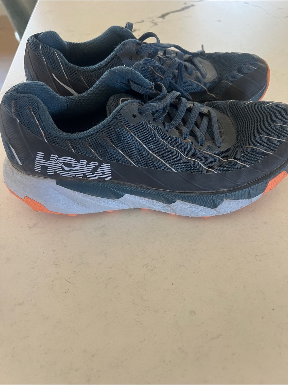 Hoka One Torrent size 8 Navy Mesh Running Shoes with Orange Accents. Amazing!!